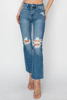 RISEN High Rise Distressed Ankle Jeans - 6i6