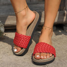 PU Leather Woven Platform Sandals - 6i6