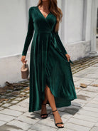 Split Surplice Long Sleeve Midi Dress - 6i6