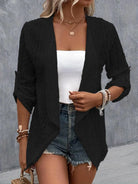 Eyelet Roll-Tab Sleeve Cardigan - 6i6