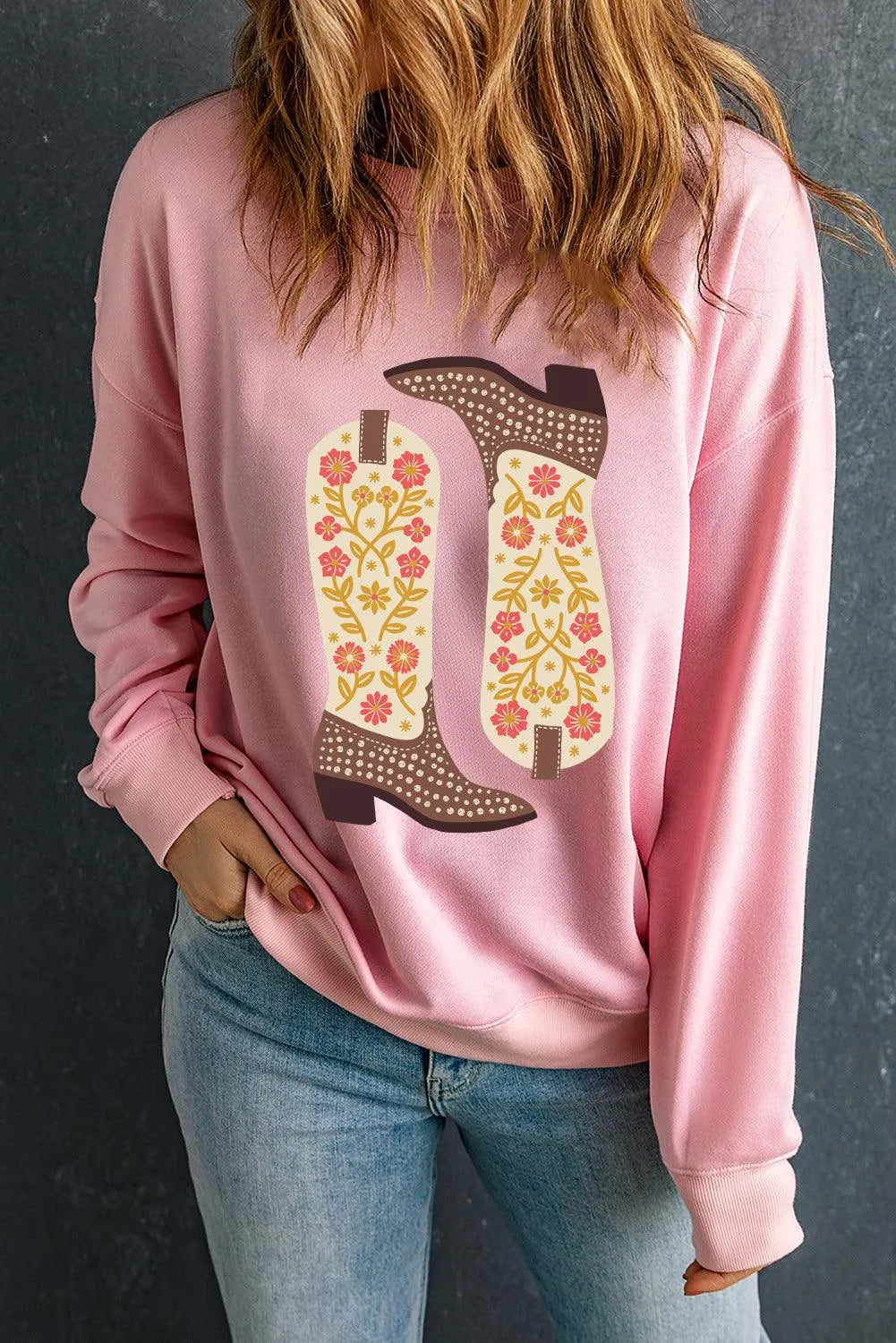 Boot Graphic Long Sleeve Sweatshirt - 6i6