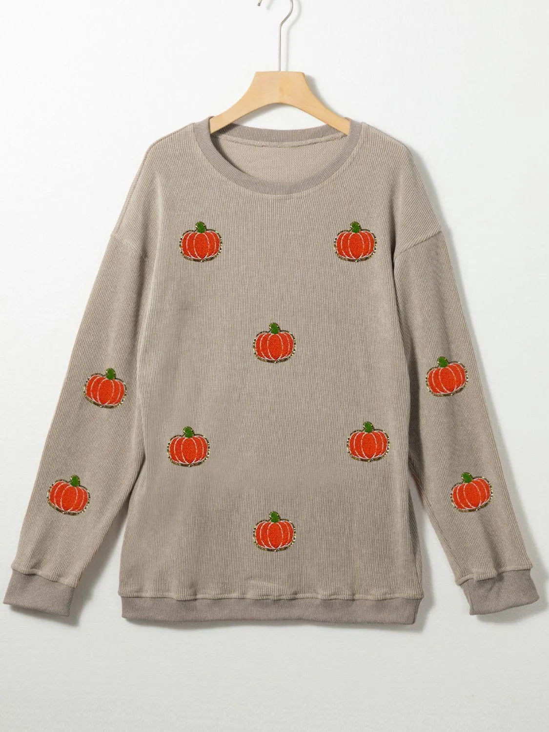 Pumpkin Round Neck Long Sleeve Sweatshirt - 6i6