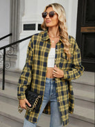 Plaid Collared Neck Long Sleeve Shirt - 6i6