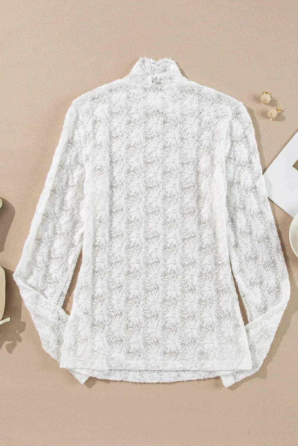 Lace Mock Neck Long Sleeve Top - 6i6