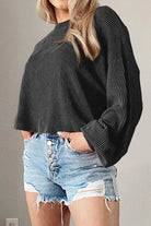 Round Neck Drop Shoulder Long Sleeve Top - 6i6