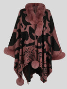 Faux Fur Trim Poncho - 6i6