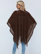 Fringe Hem Open Front Poncho - 6i6