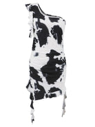 Ruffled Tie-Dye Single Shoulder Mini Dress - 6i6