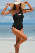 Cutout One Shoulder Sleeveless One-Piece Swimwear - 6i6