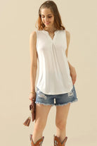 Ninexis Full Size Notched Sleeveless Top - 6i6