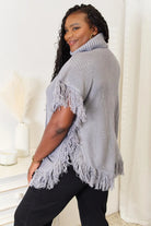 Justin Taylor Turtle Neck Fringe Poncho - 6i6