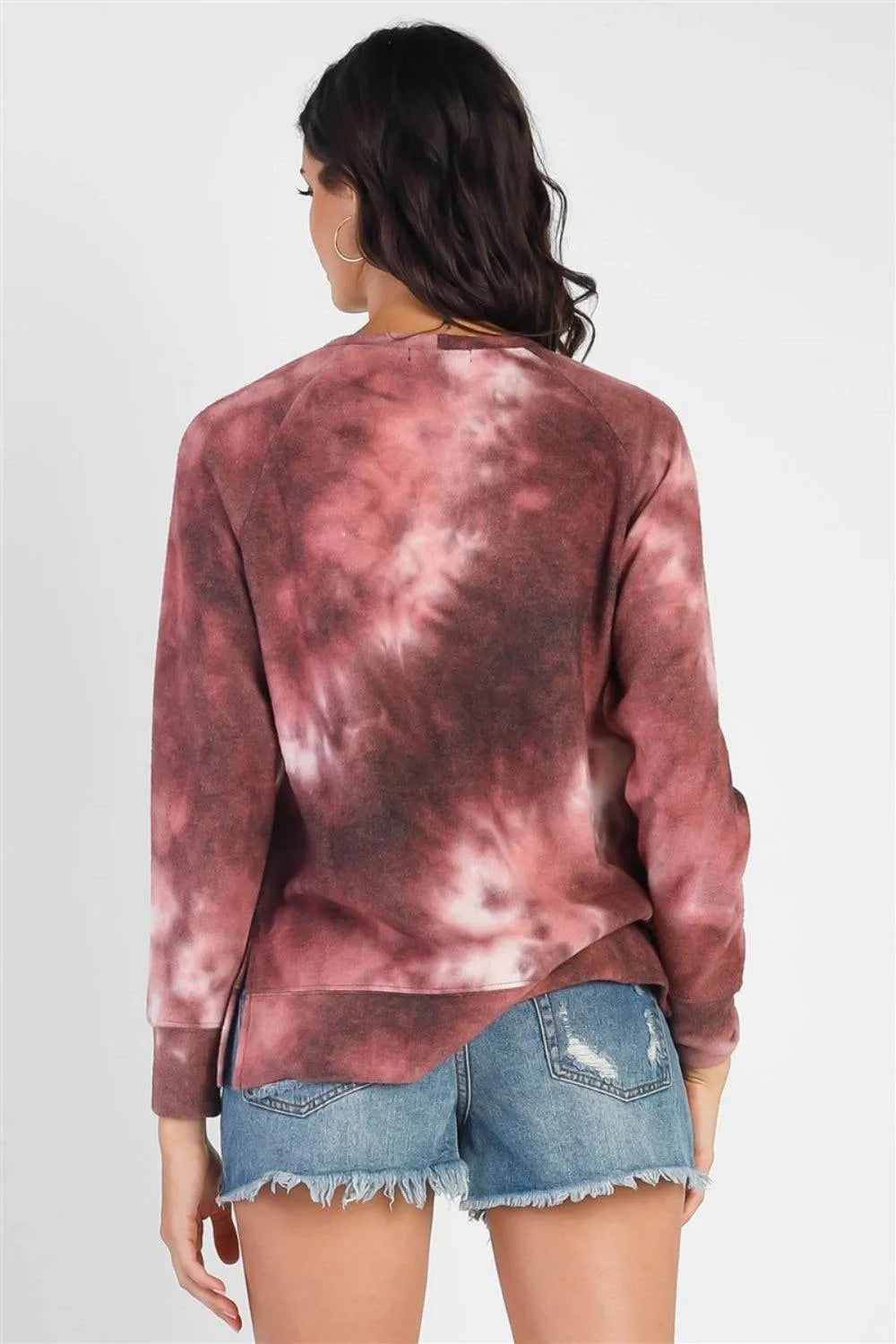 Cherish Apparel Tie-Dye Round Neck Long Sleeve Sweatshirt - 6i6