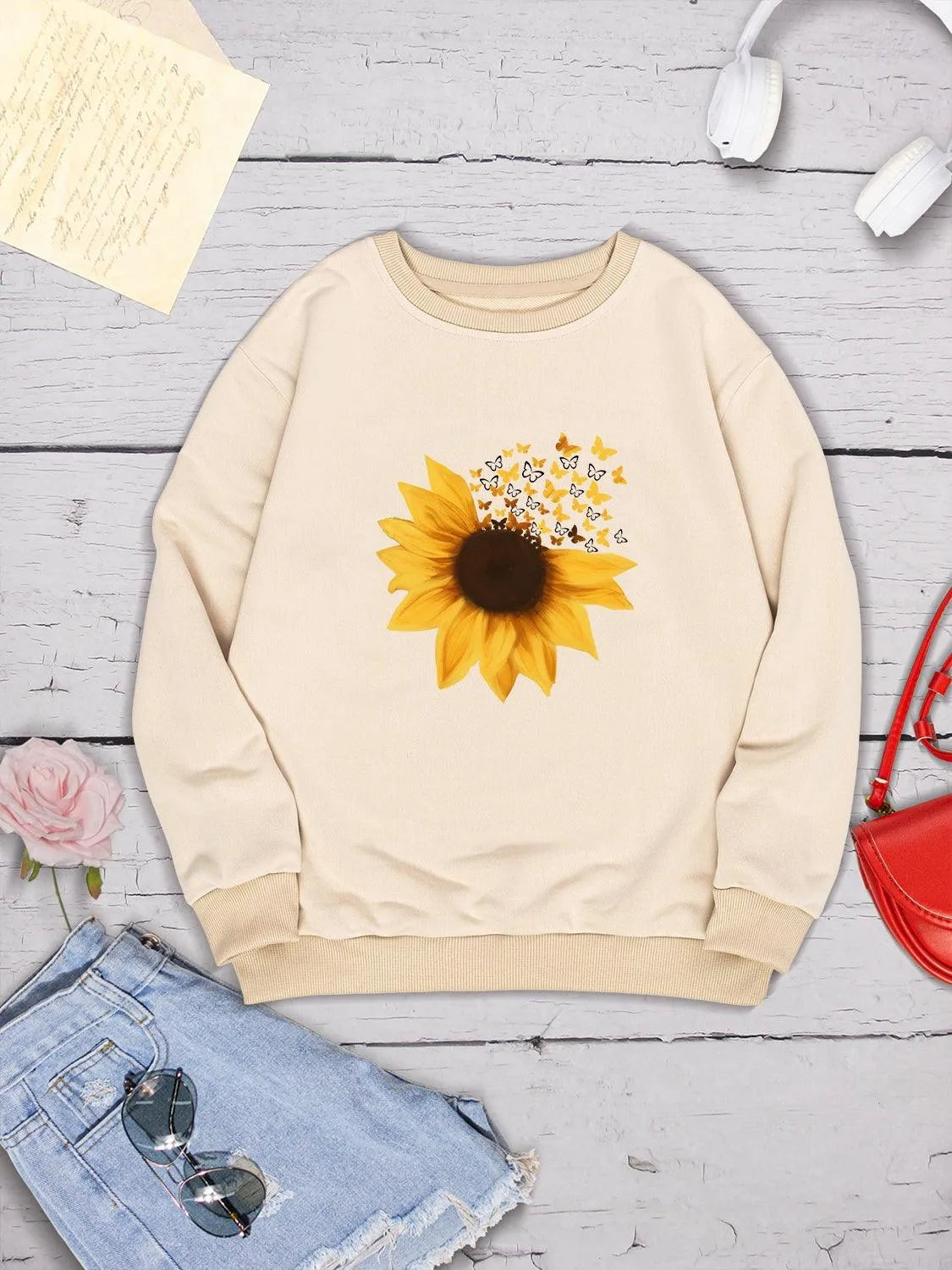 Sunflower Round Neck Dropped Shoulder Sweatshirt - 6i6