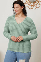 Basic Bae Full Size Ribbed V-Neck Long Sleeve T-Shirt - 6i6