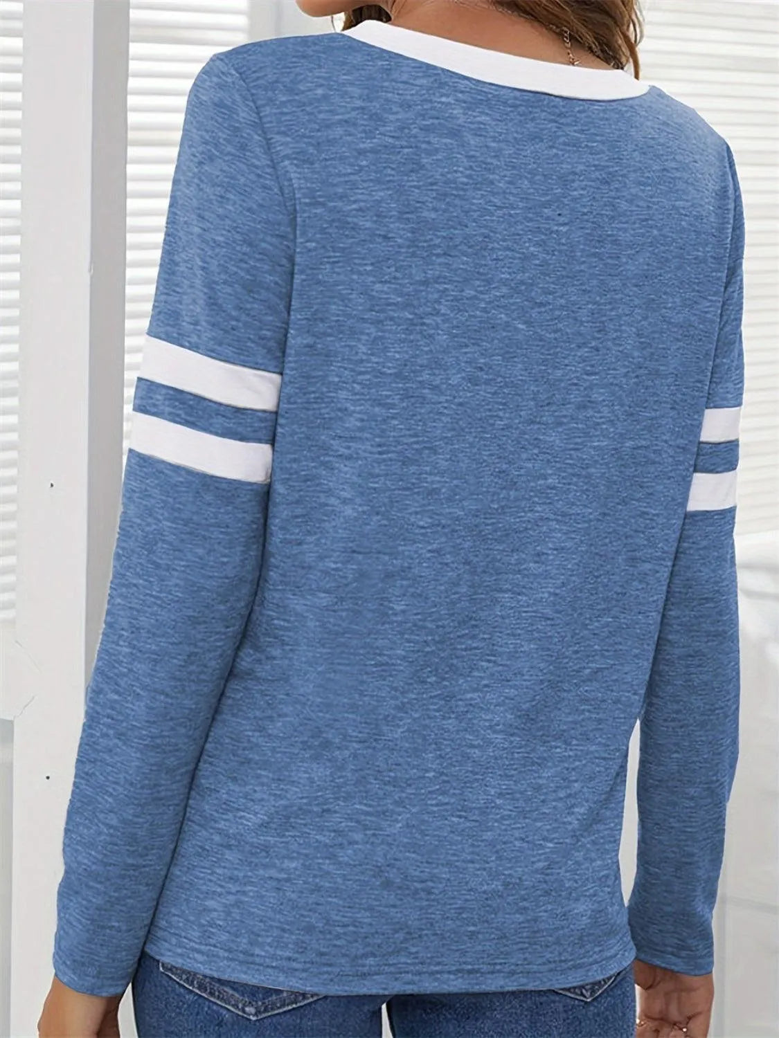 Heathered V-Neck Long Sleeve T-Shirt - 6i6