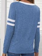 Heathered V-Neck Long Sleeve T-Shirt - 6i6