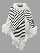 Striped Fringe Hem Poncho - 6i6