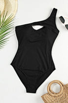 Cutout One Shoulder Sleeveless One-Piece Swimwear - 6i6