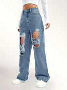 Distressed Wide Leg Jeans - 6i6