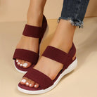 Rubber Open Toe Low Heel Sandals - 6i6