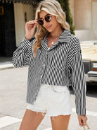 Striped Button Up Long Sleeve Shirt - 6i6