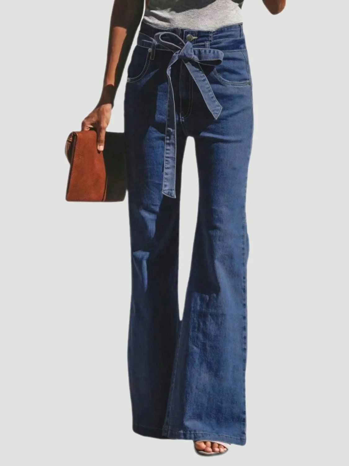 Tied Flare Jeans with Pockets - 6i6