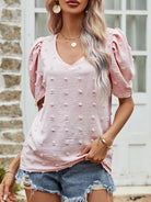 Swiss Dot Short Puff Sleeve Top - 6i6