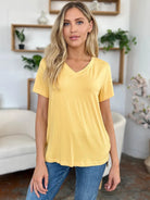 Basic Bae Bamboo Full Size V-Neck High-Low T-Shirt - 6i6