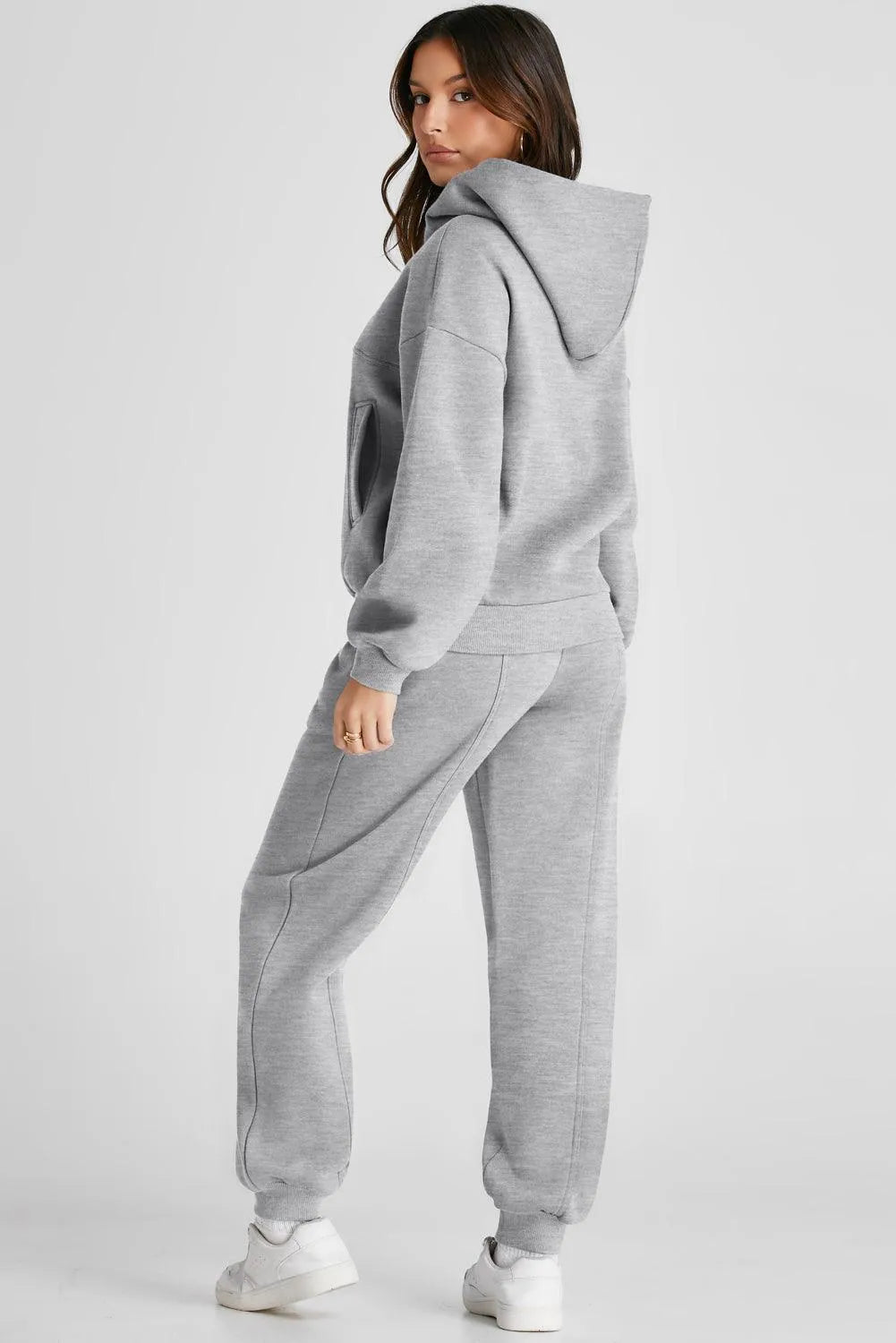 Dropped Shoulder Long Sleeve Hoodie and Pants Active Set - 6i6