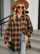 Plaid Collared Neck Long Sleeve Shirt - 6i6