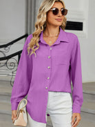 Collared Neck Long Sleeve Shirt - 6i6