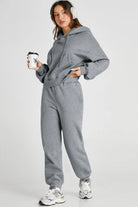 Dropped Shoulder Hooded Top and Pants Active Set - 6i6