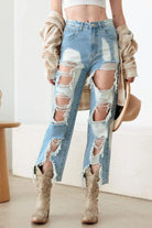 Litz La Frayed Cut Distressed Jeans - 6i6