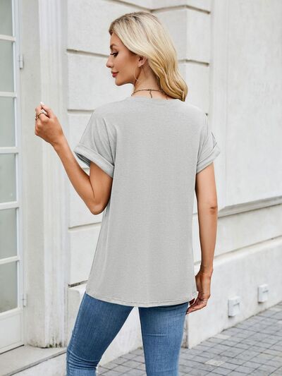 Florira Round Neck Short Sleeve T-Shirt for women from 6i6.com, a versatile and comfortable basic for everyday wear.