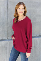 Double Take Full Size Round Neck Long Sleeve T-Shirt - 6i6