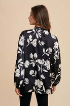 Annie Wear frill printed balloon sleeve blouse with a unique design and elegant frill details, perfect for a fashionable look, available at 6i6.com