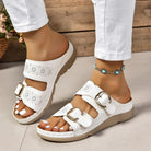 PU Leather Open Toe Buckle Sandals - 6i6