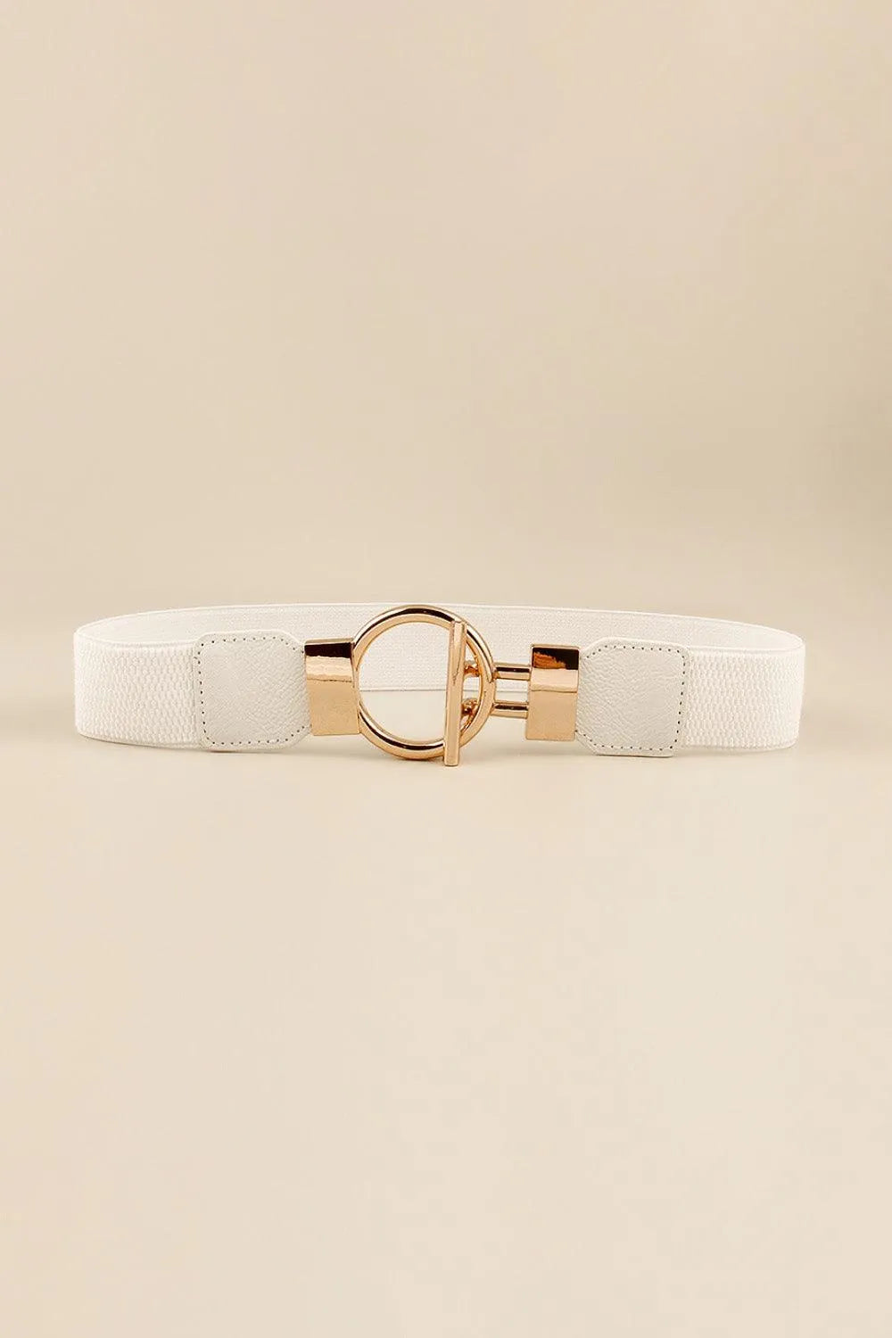 Circle Shape Buckle Zinc Alloy Buckle PU Leather Belt - 6i6