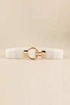 Circle Shape Buckle Zinc Alloy Buckle PU Leather Belt - 6i6