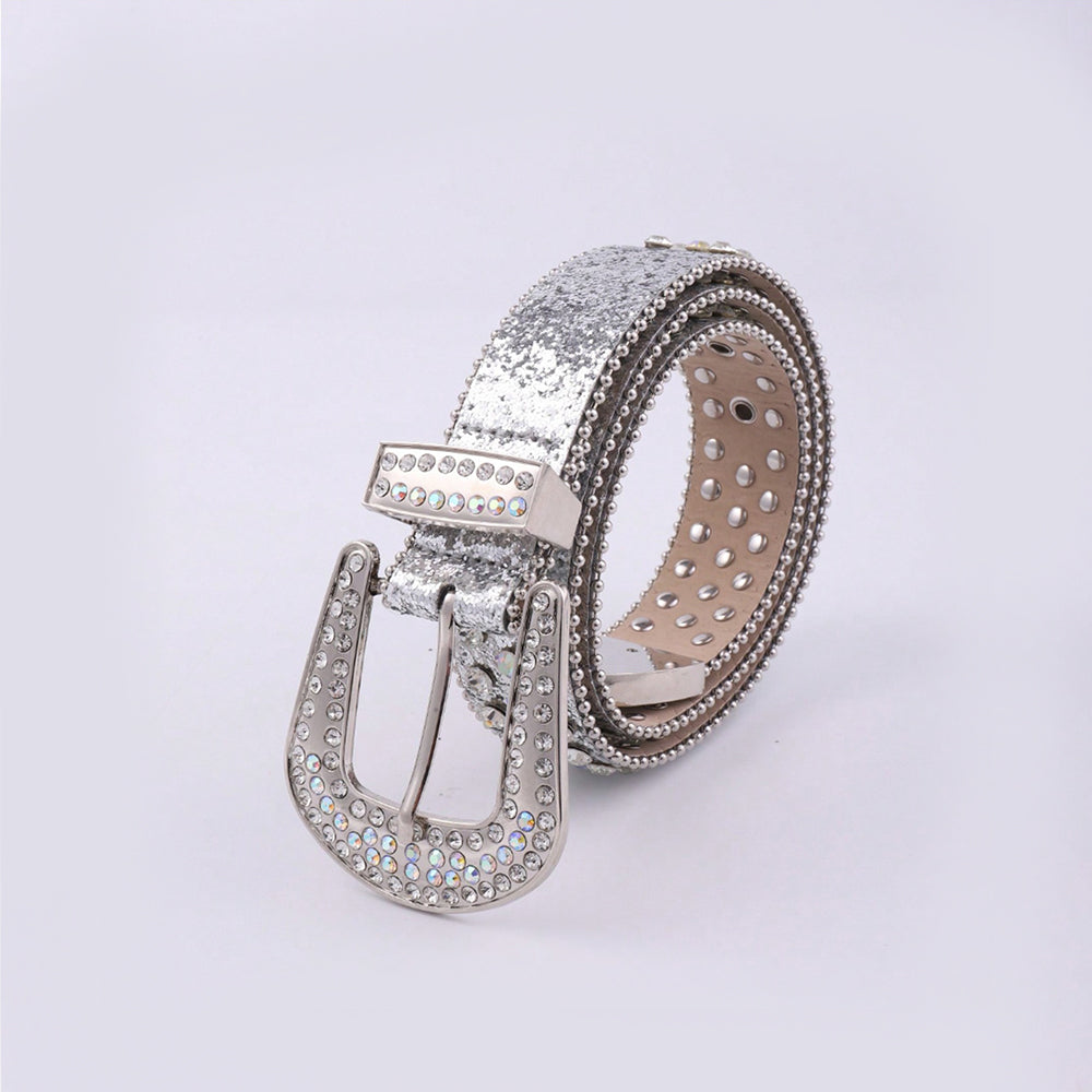 PU Leather Rhinestone Belt