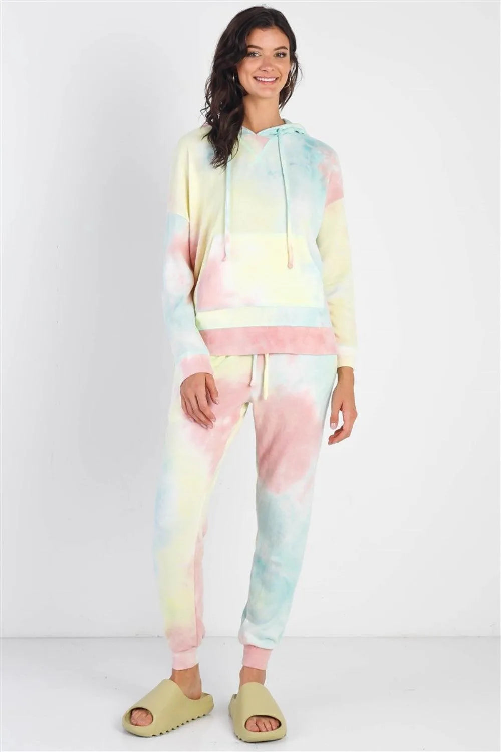 Cherish Apparel Drawstring Tie-Dye Dropped Shoulder Hoodie - 6i6