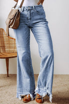 Raw Hem Bootcut Jeans with Pockets - 6i6