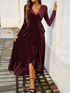 Split Surplice Long Sleeve Midi Dress - 6i6