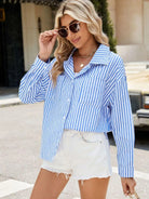 Striped Button Up Long Sleeve Shirt - 6i6