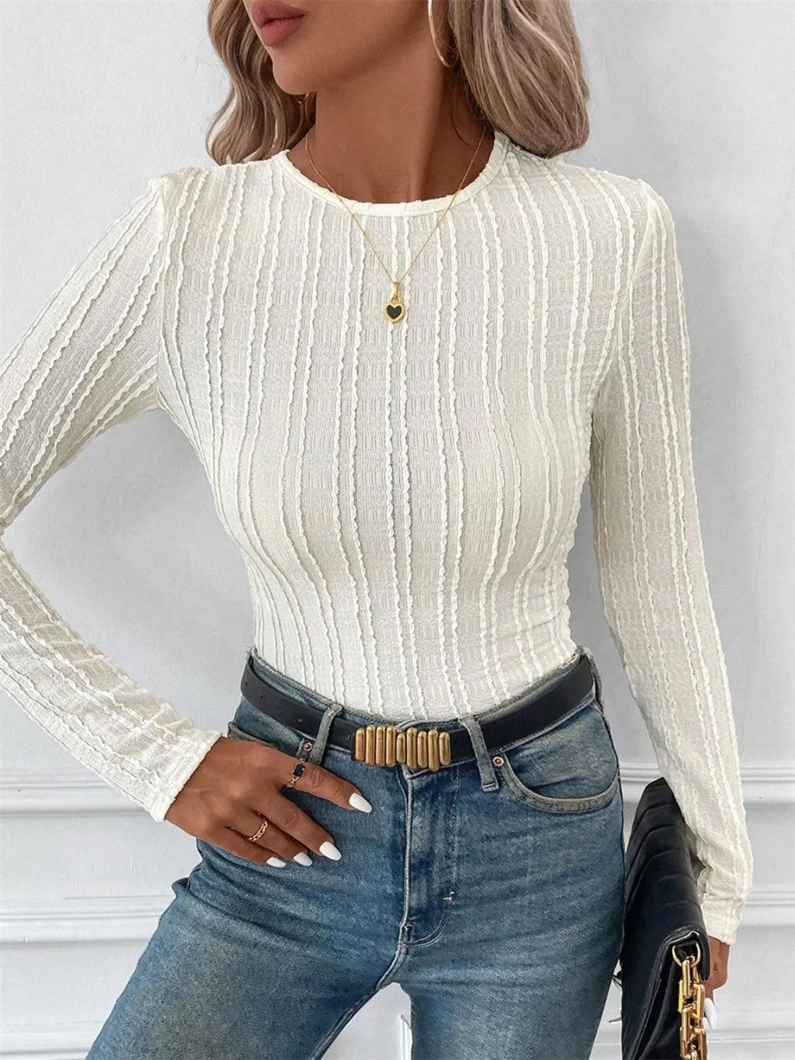 Round Neck Long Sleeve Top - 6i6