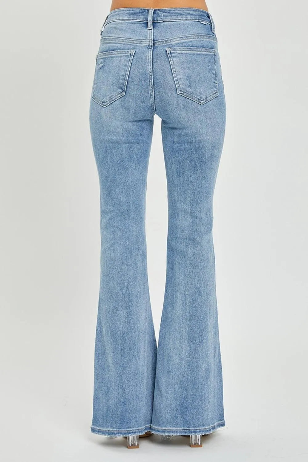 Risen Full Size High Rise Frayed Hem Flare Jeans - 6i6