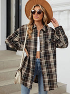 Plaid Collared Neck Long Sleeve Shirt - 6i6