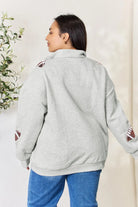 Full Size Sequin Football Half Zip Long Sleeve Sweatshirt - 6i6