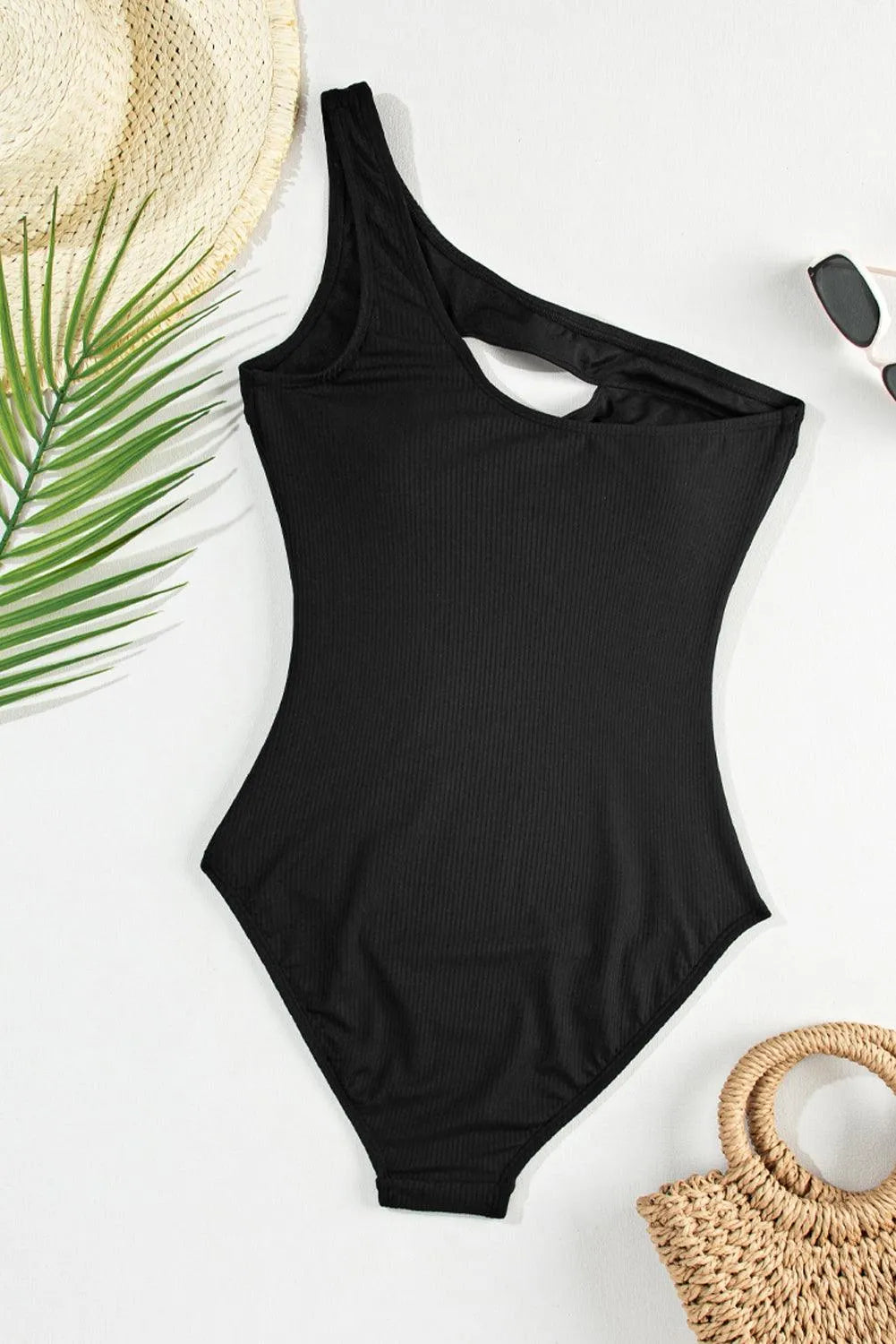 Cutout One Shoulder Sleeveless One-Piece Swimwear - 6i6