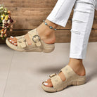 PU Leather Open Toe Buckle Sandals - 6i6